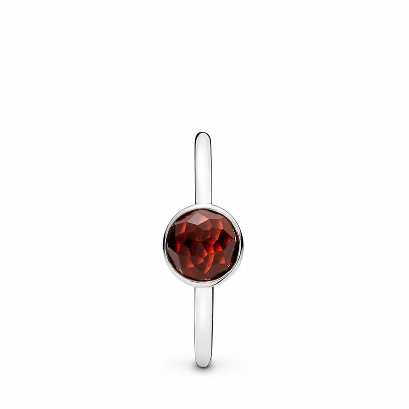 Pandora January Droplet Ring - Sterling Silver/Red/Garnet - Canada | WM9696QF